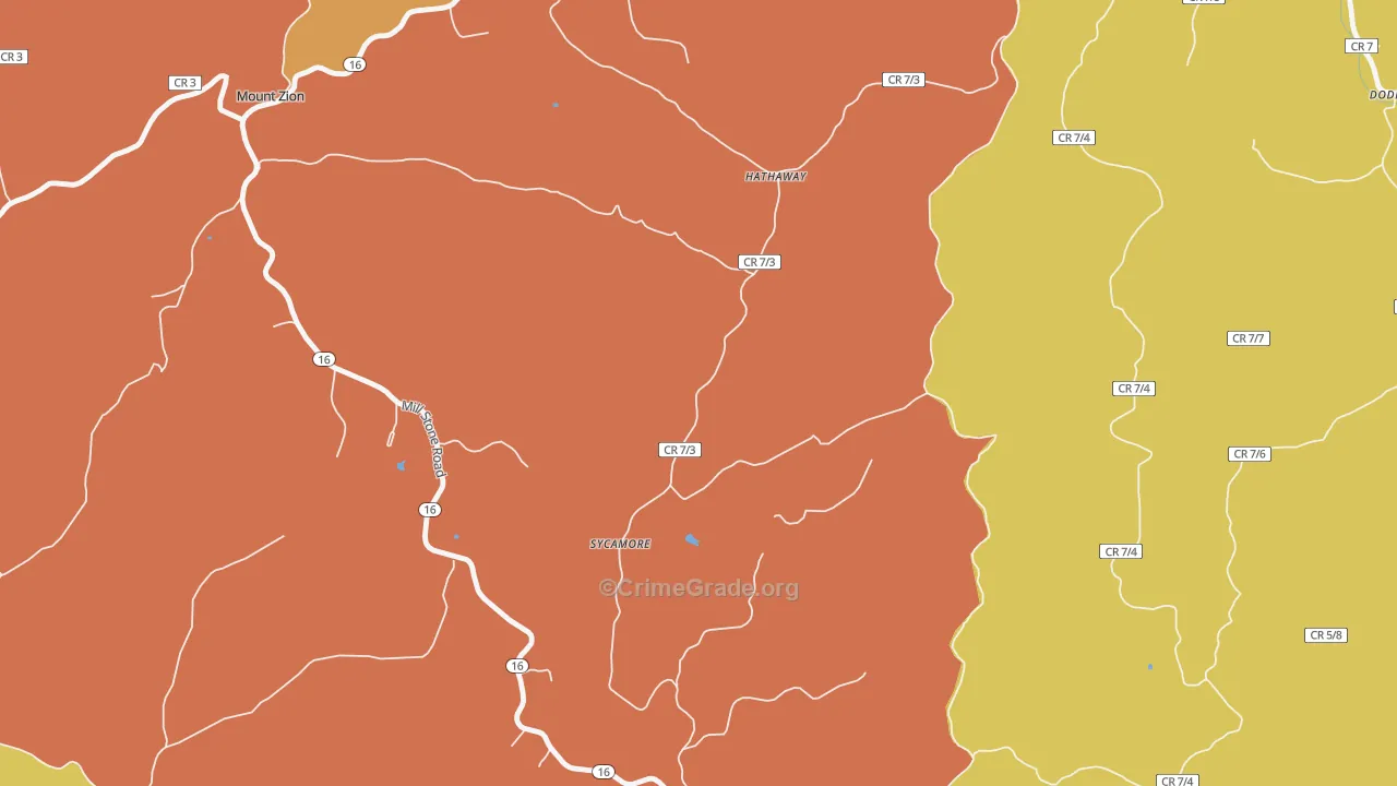 Sycamore, WV Map of Burglary Rates