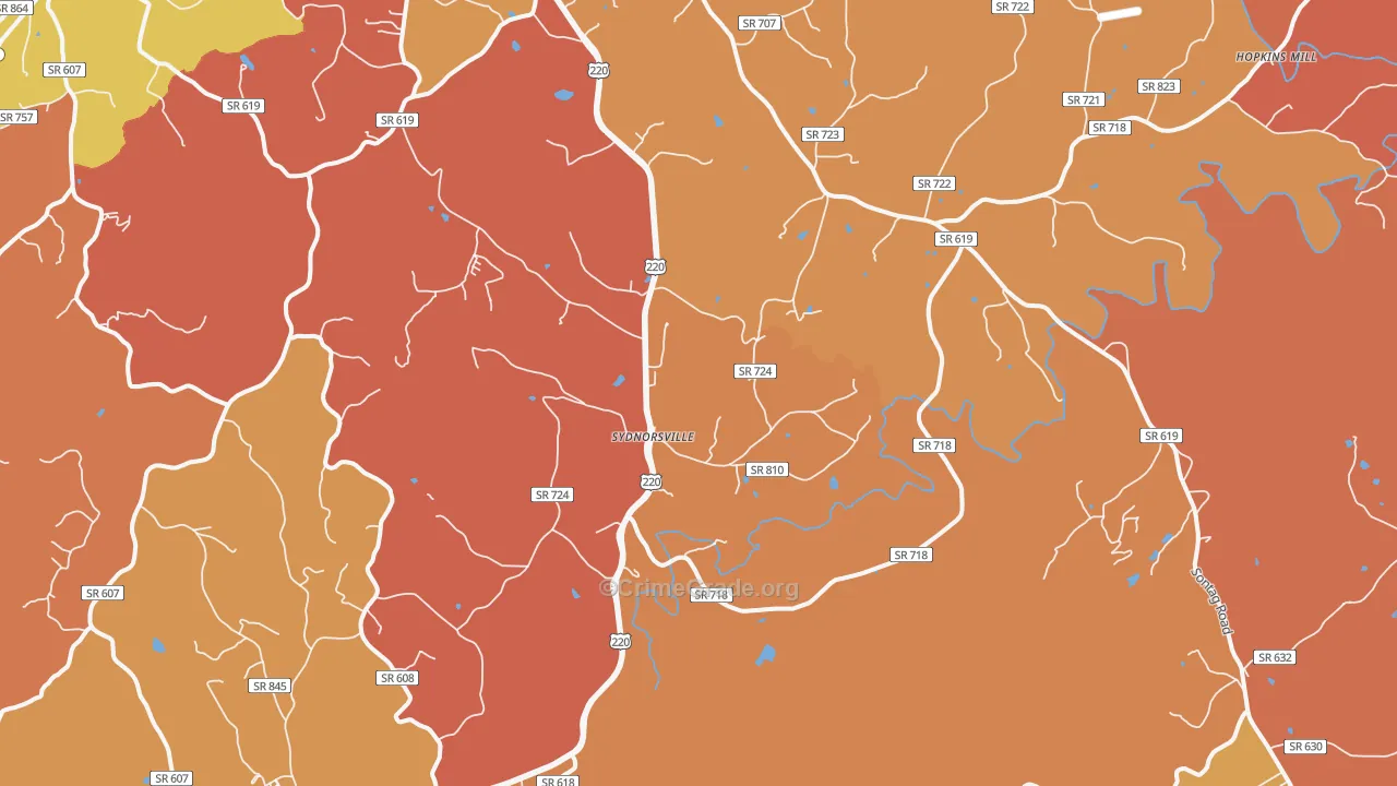 Sydnorsville, VA Map of Burglary Rates