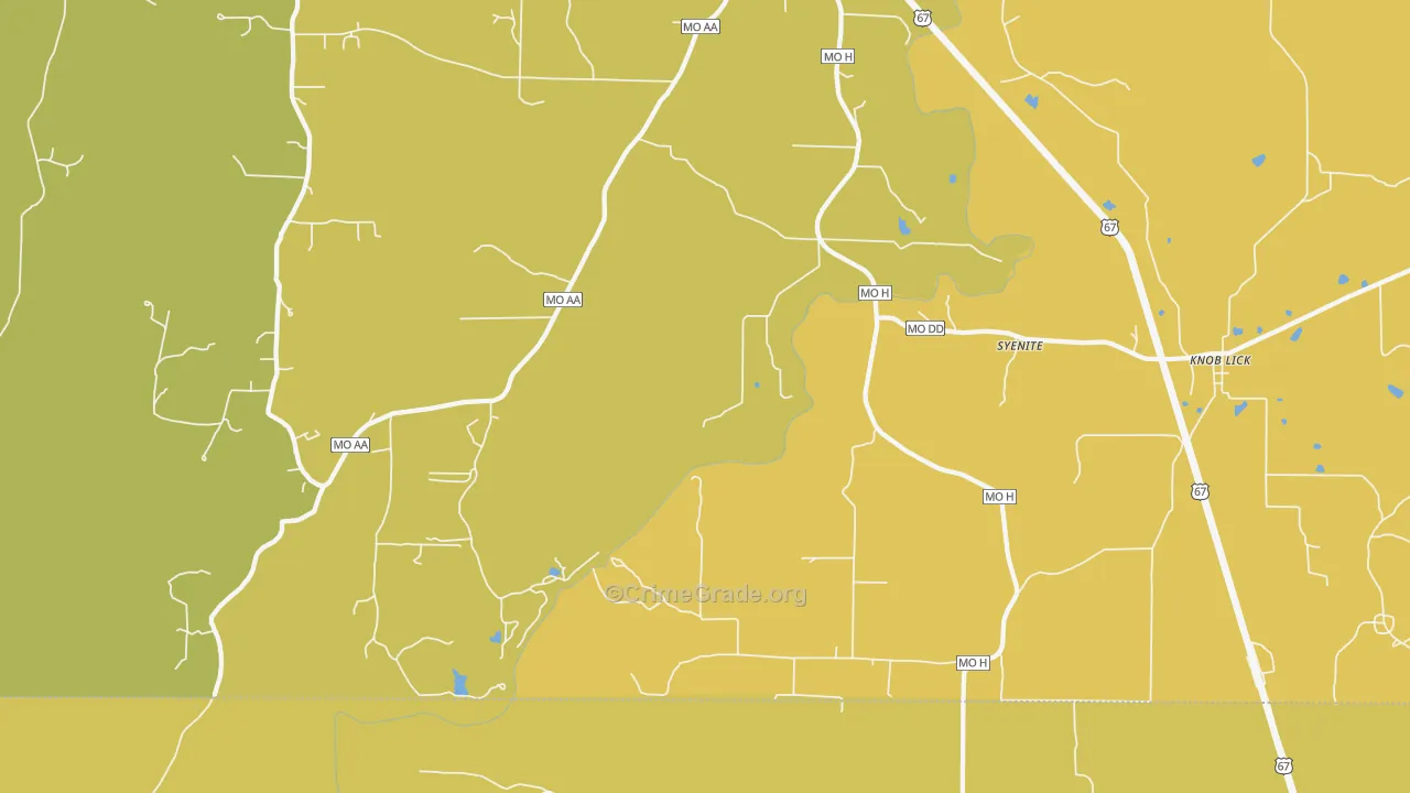 Syenite, MO Map of Burglary Rates