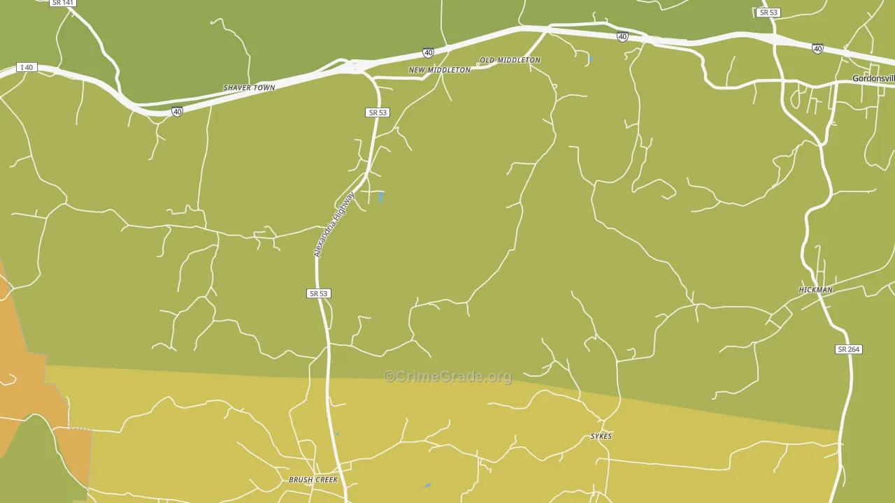 Sykes, TN Map of Burglary Rates