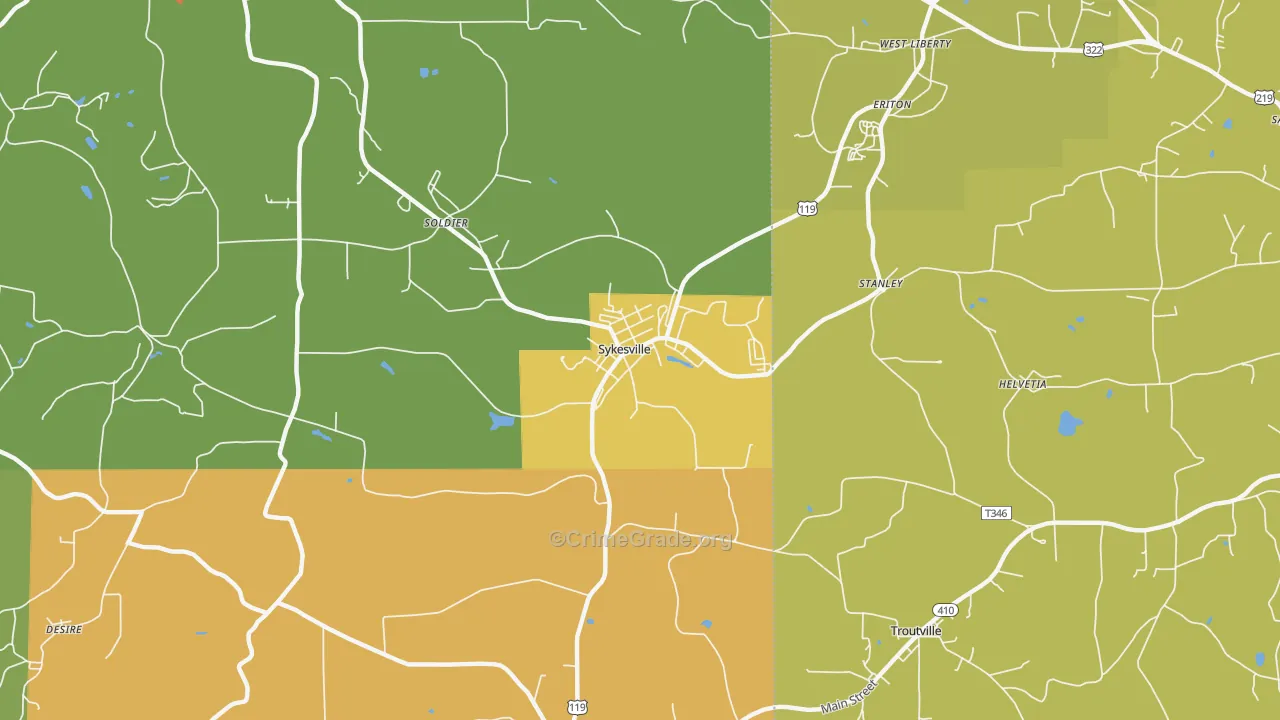 Sykesville, PA Map of Burglary Rates