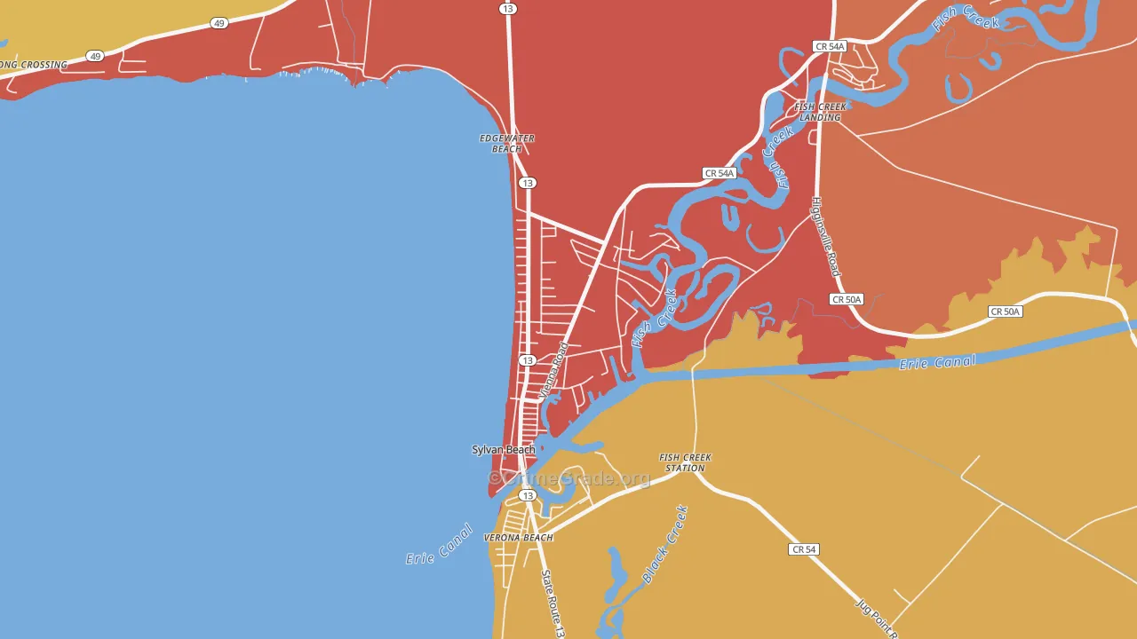 Sylvan Beach, NY Map of Burglary Rates