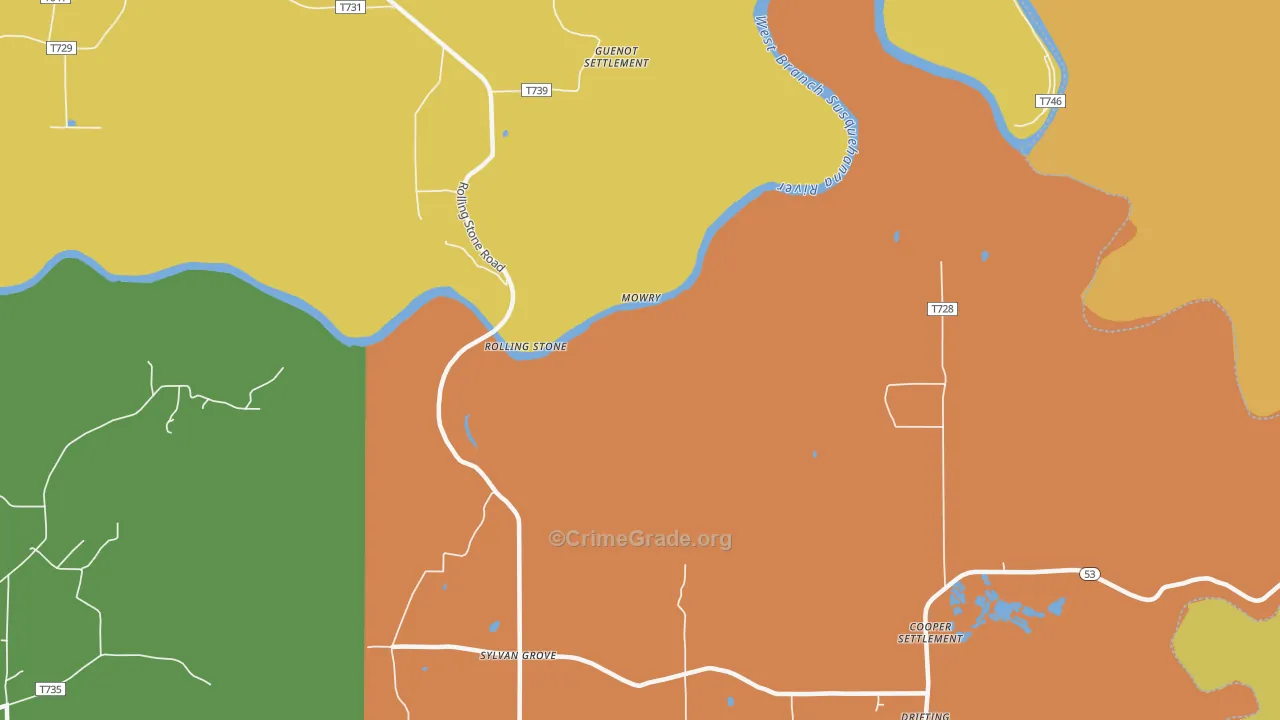 Sylvan Grove, PA Map of Burglary Rates