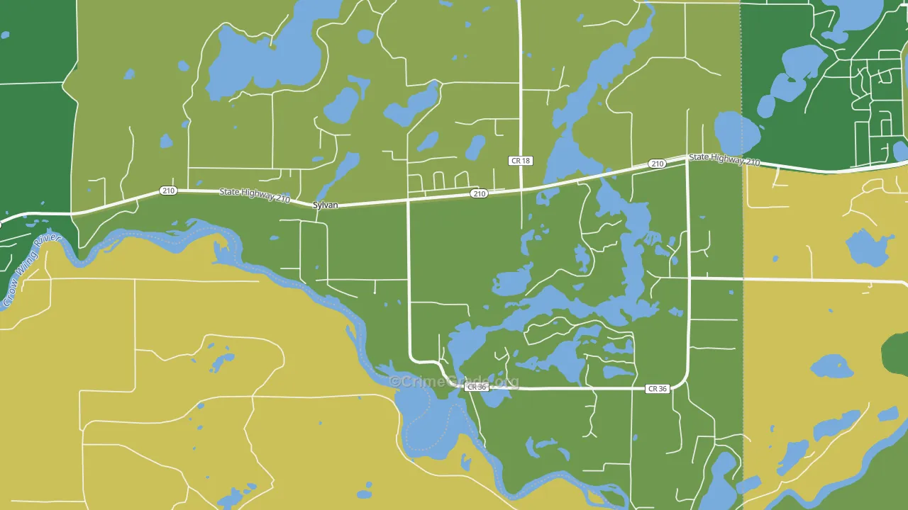 Sylvan, MN Map of Burglary Rates