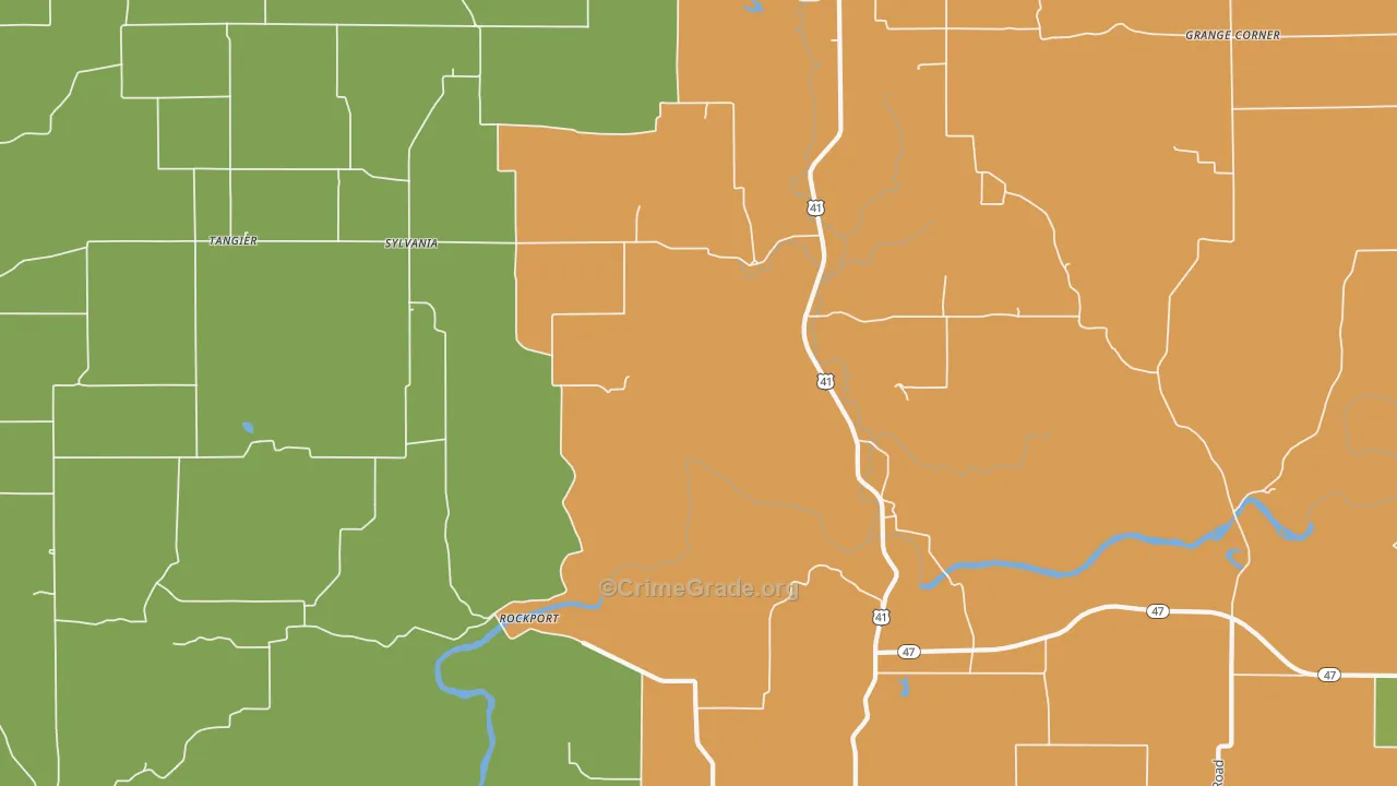 Sylvania, IN Map of Burglary Rates