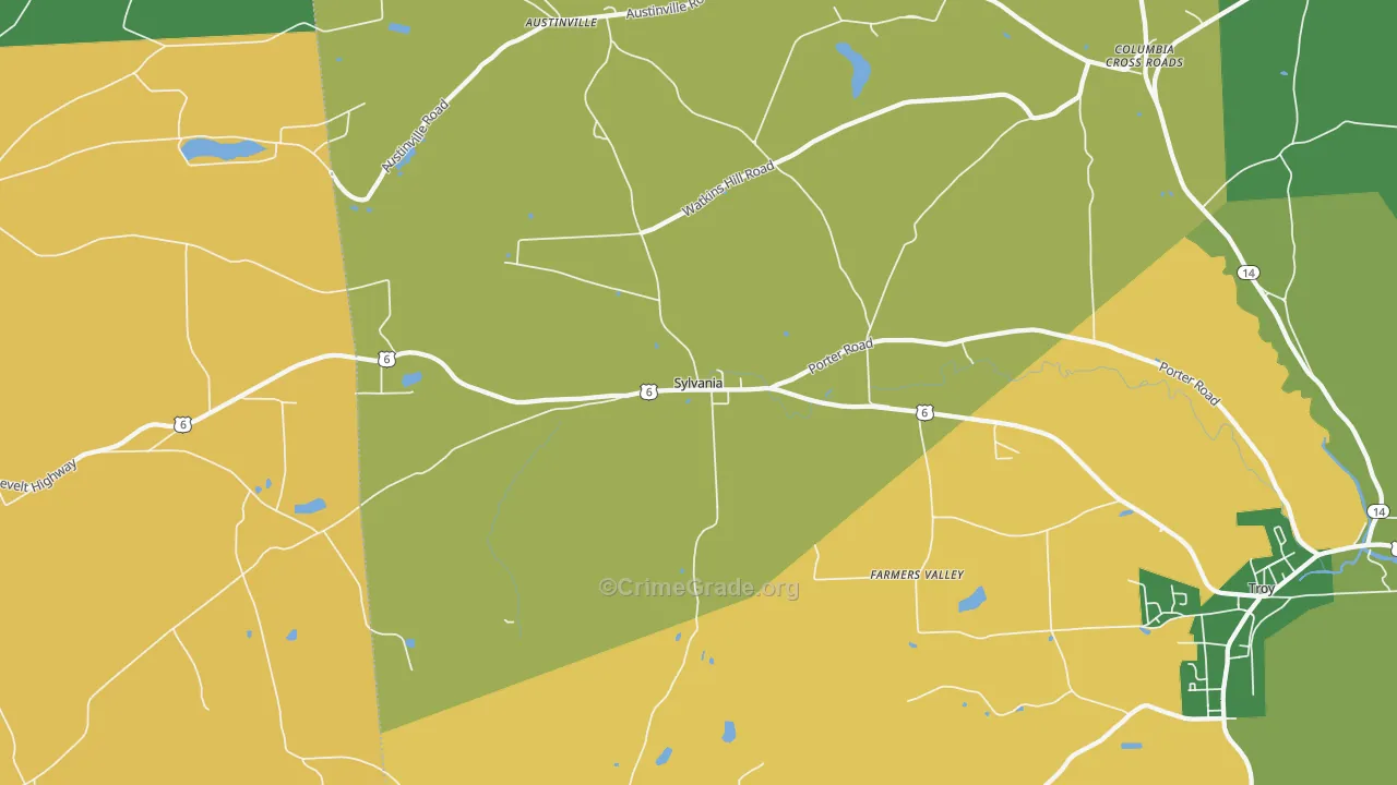 Sylvania, PA Map of Burglary Rates