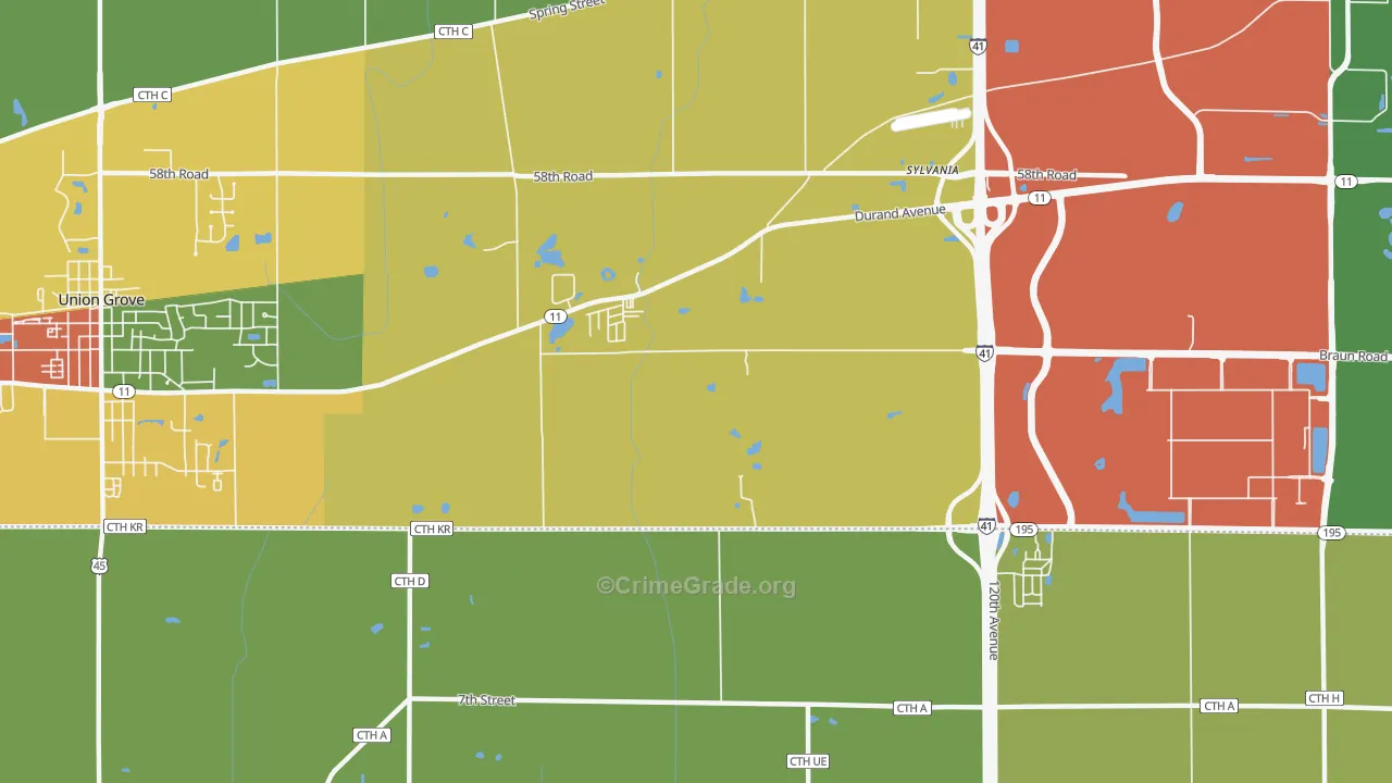 Sylvania, WI Map of Burglary Rates