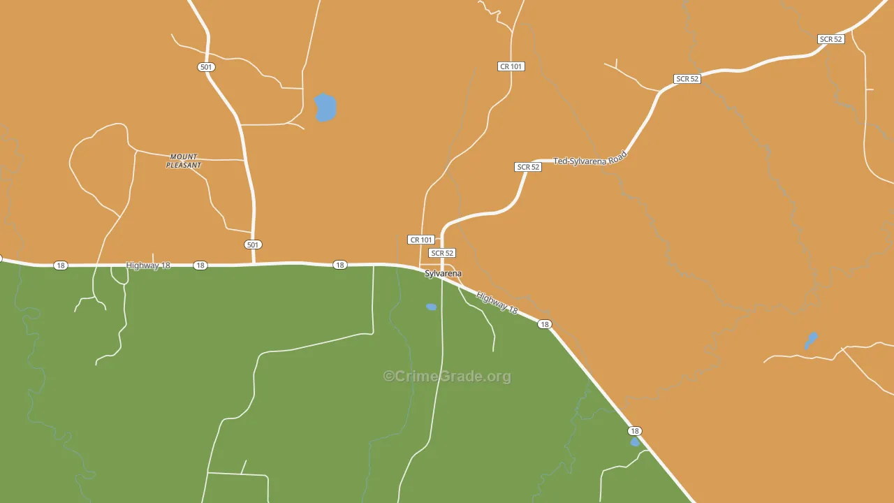 Sylvarena, MS Map of Burglary Rates