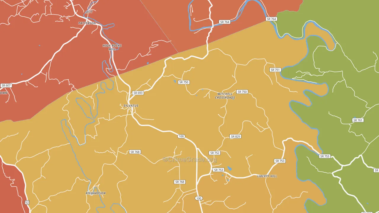 Sylvatus, VA Map of Burglary Rates