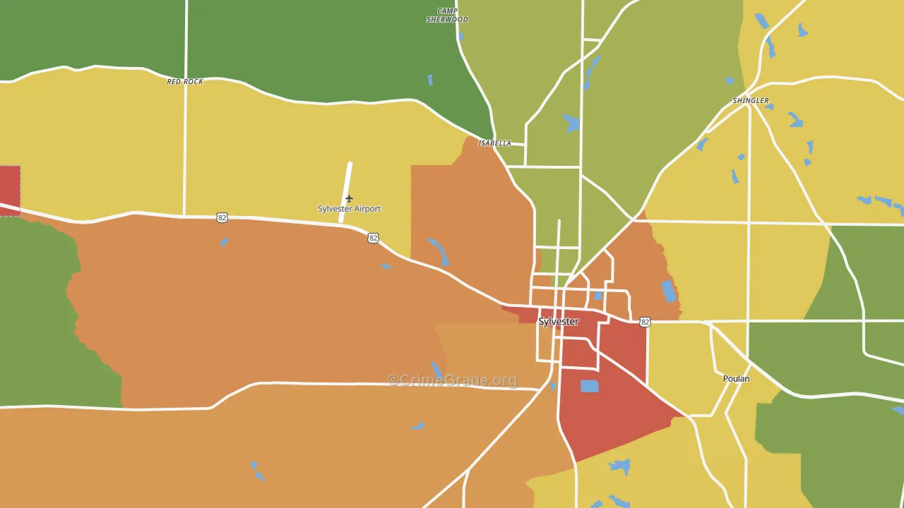 Sylvester, GA Map of Burglary Rates