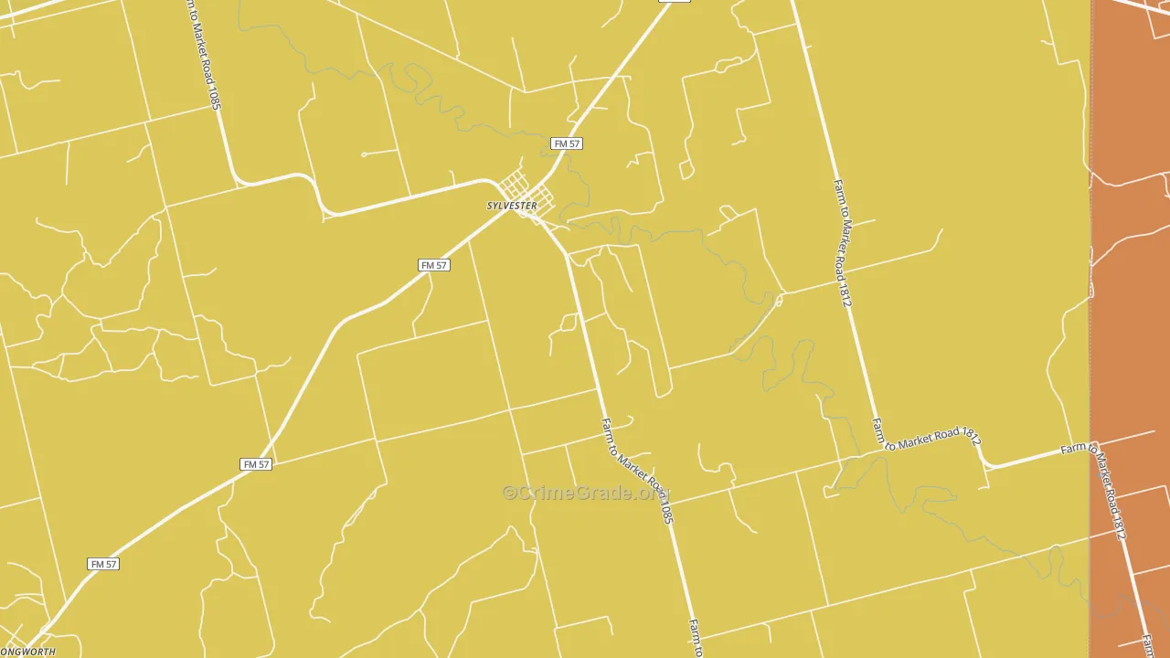 Sylvester, TX Map of Burglary Rates