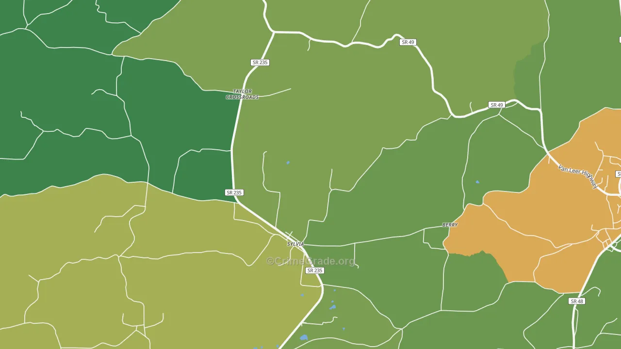 Sylvia, TN Map of Burglary Rates