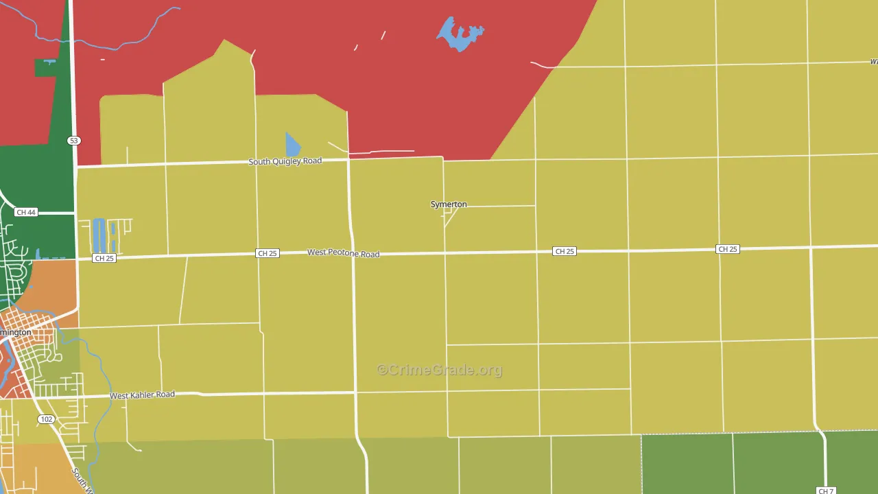 Symerton, IL Map of Burglary Rates