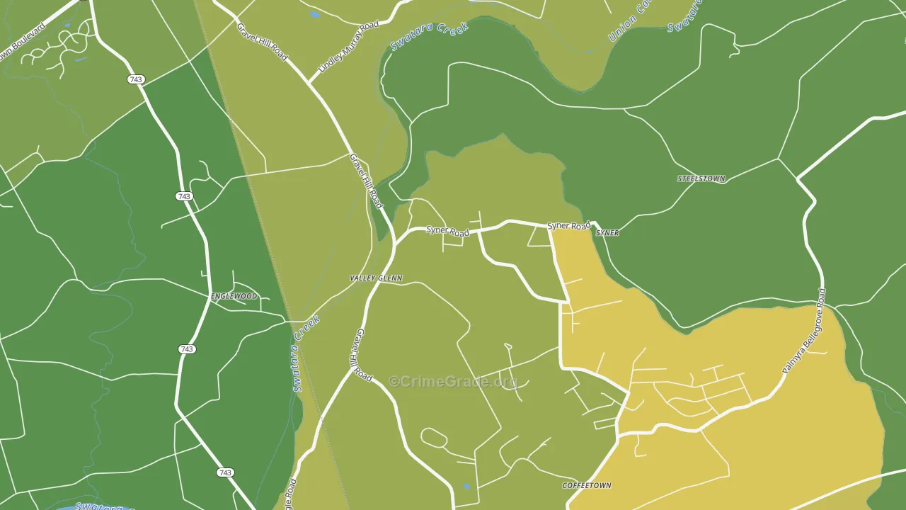 Syner, PA Map of Burglary Rates