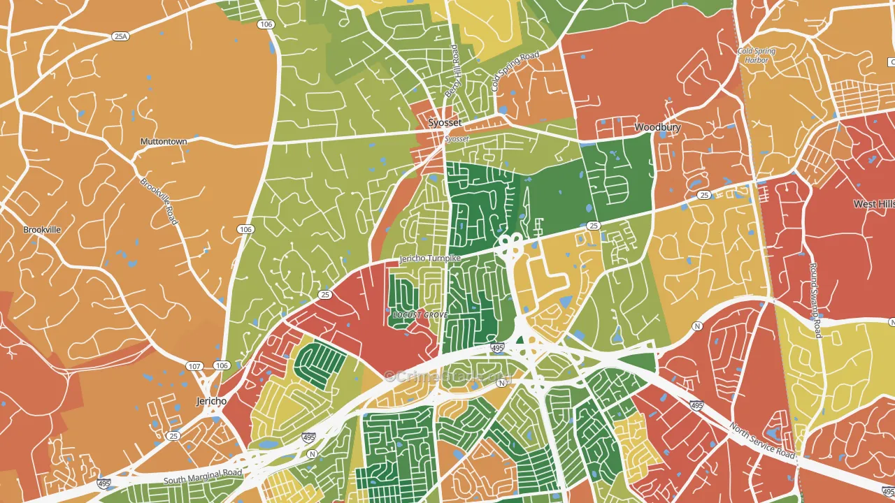 Syosset, NY Map of Burglary Rates