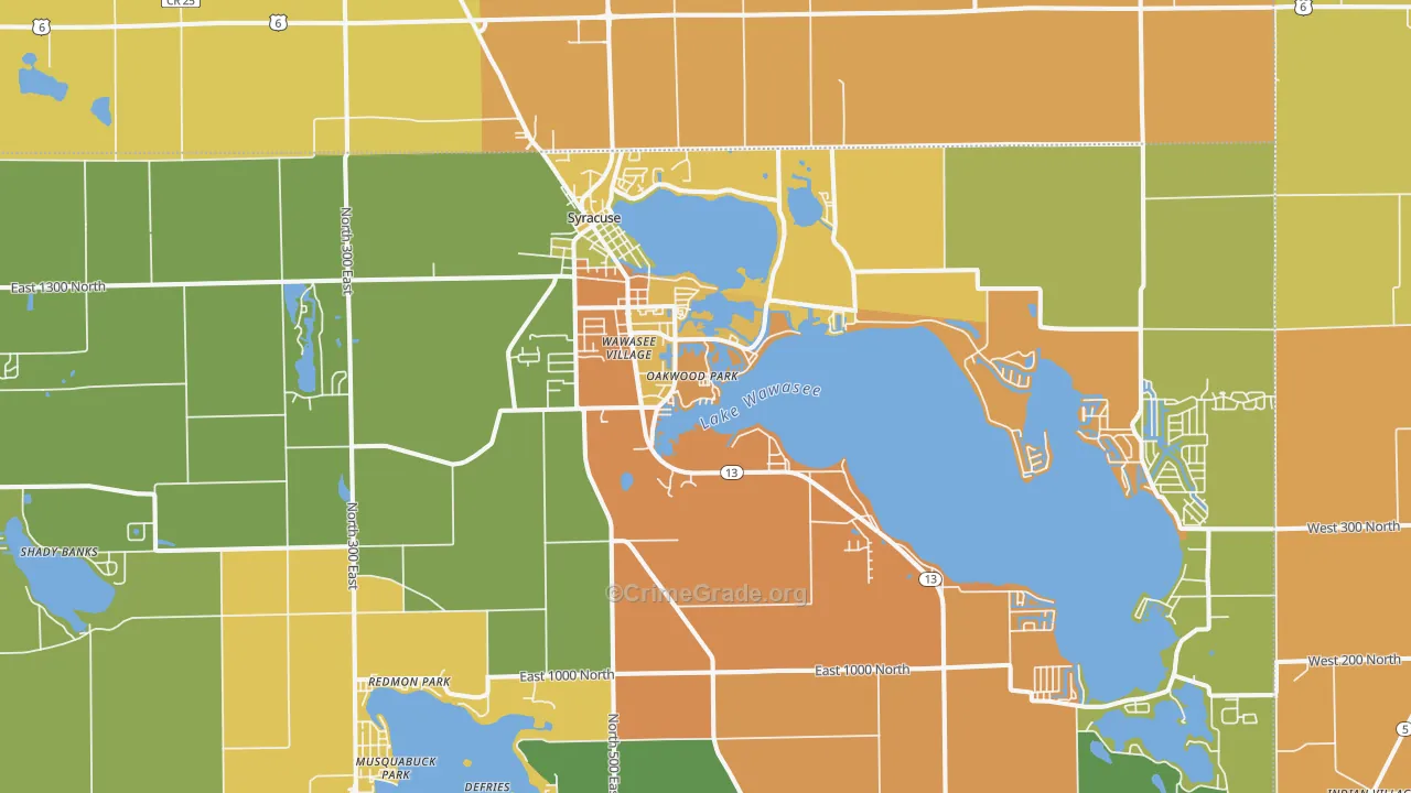 Syracuse, IN Map of Burglary Rates
