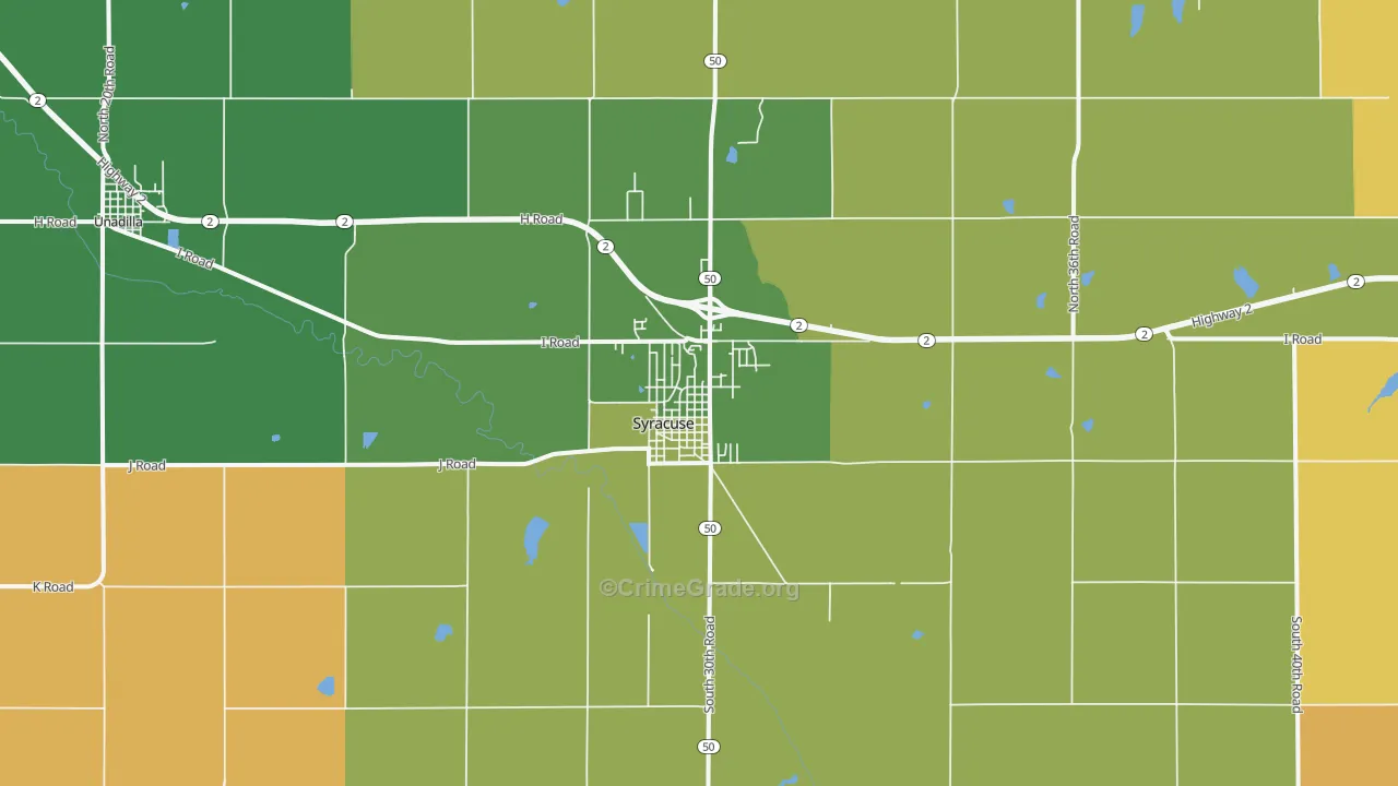 Syracuse, NE Map of Burglary Rates