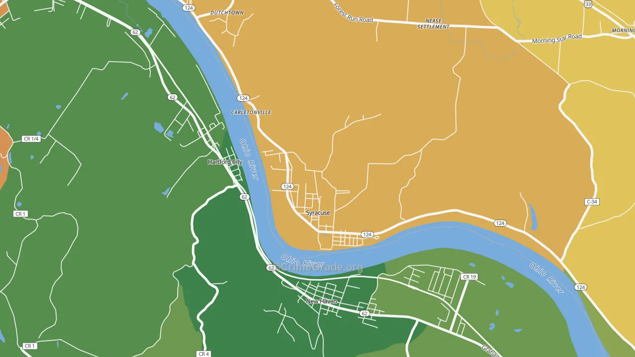 Syracuse, OH Map of Burglary Rates