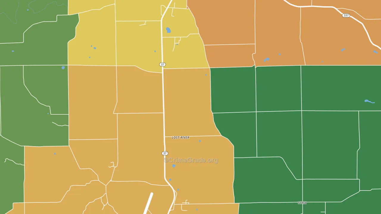Syria, IN Map of Burglary Rates