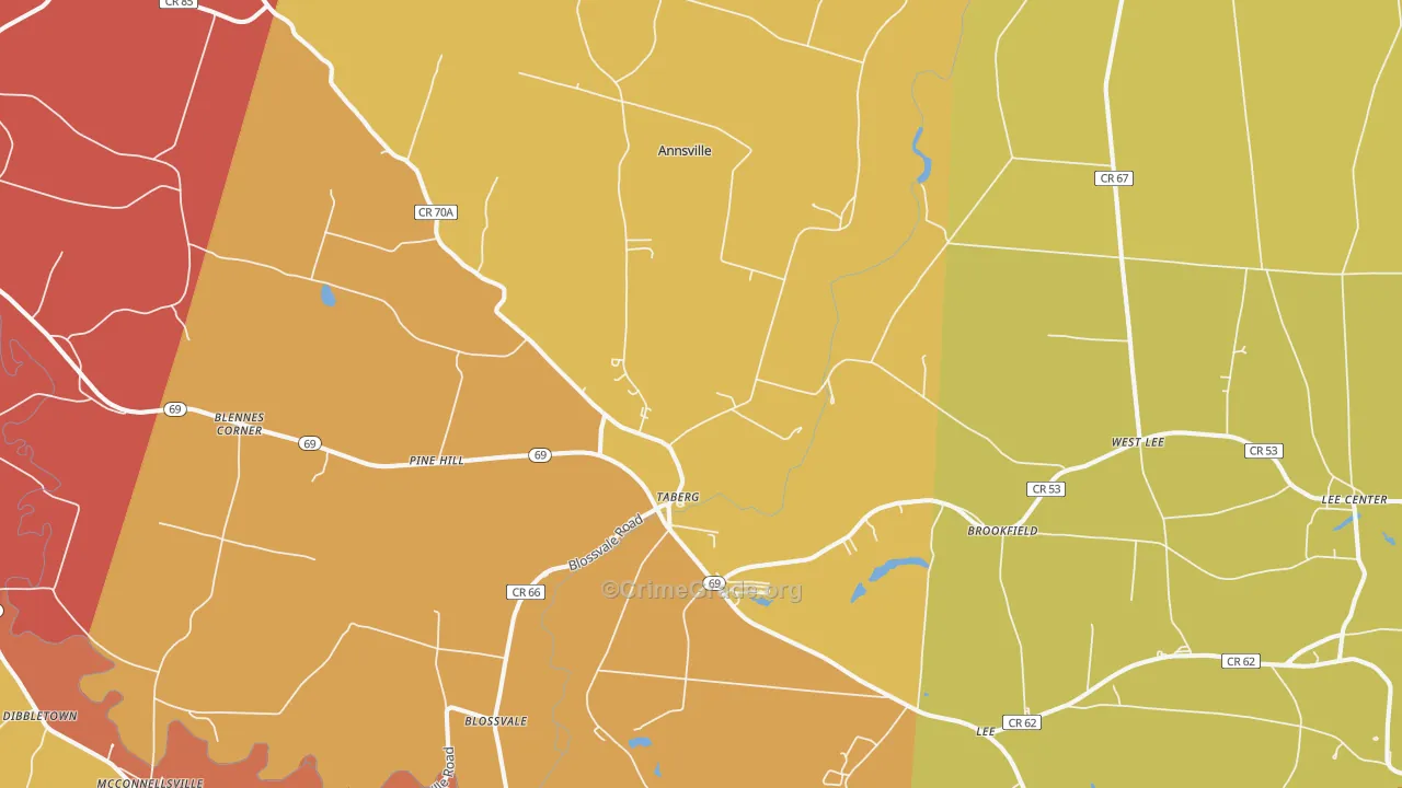 Taberg, NY Map of Burglary Rates