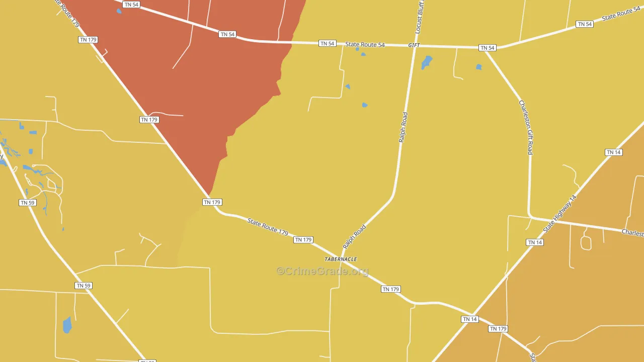 Tabernacle, TN Map of Burglary Rates