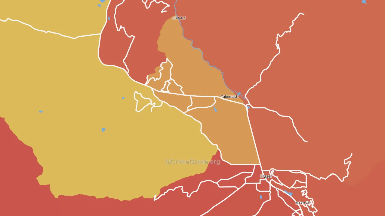 Tabernash, CO Map of Burglary Rates