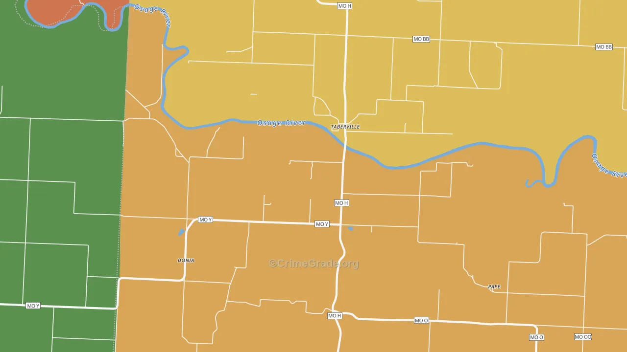 Taberville, MO Map of Burglary Rates