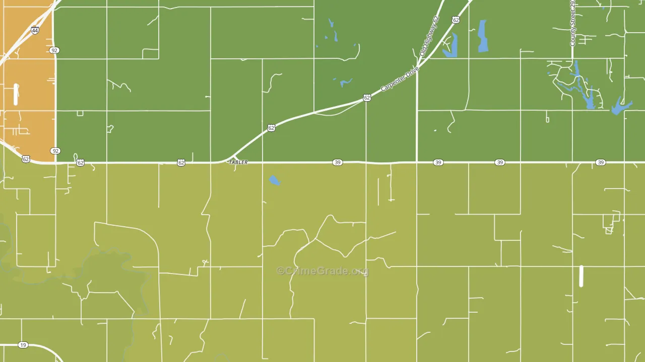 Tabler, OK Map of Burglary Rates