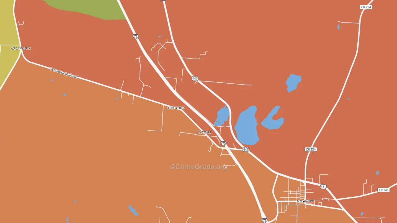 Tacoma, FL Map of Burglary Rates
