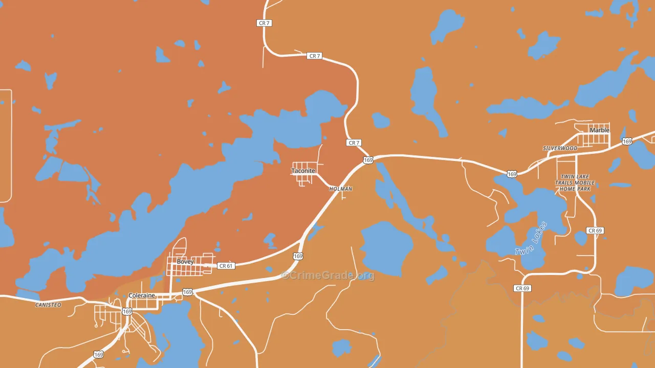 Taconite, MN Map of Burglary Rates
