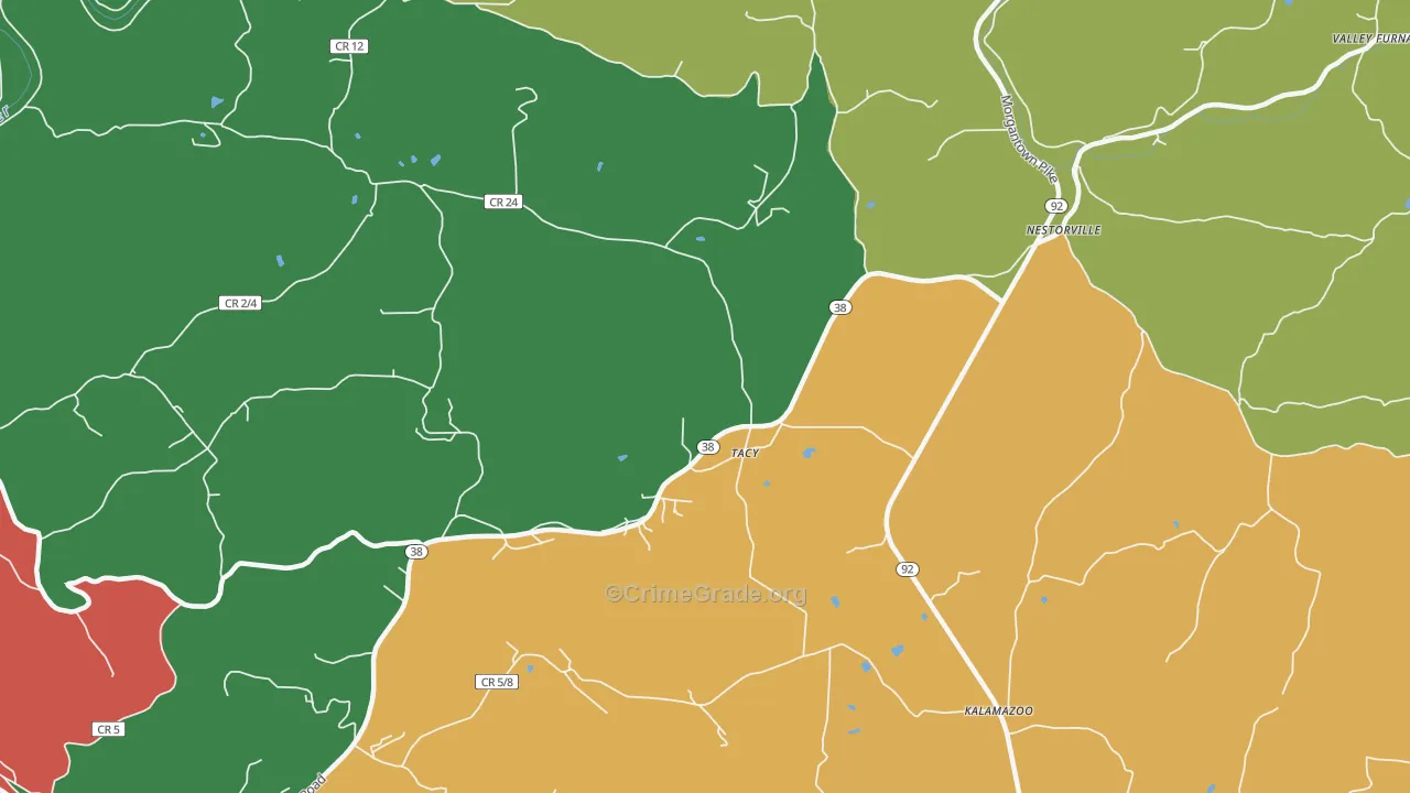 Tacy, WV Map of Burglary Rates