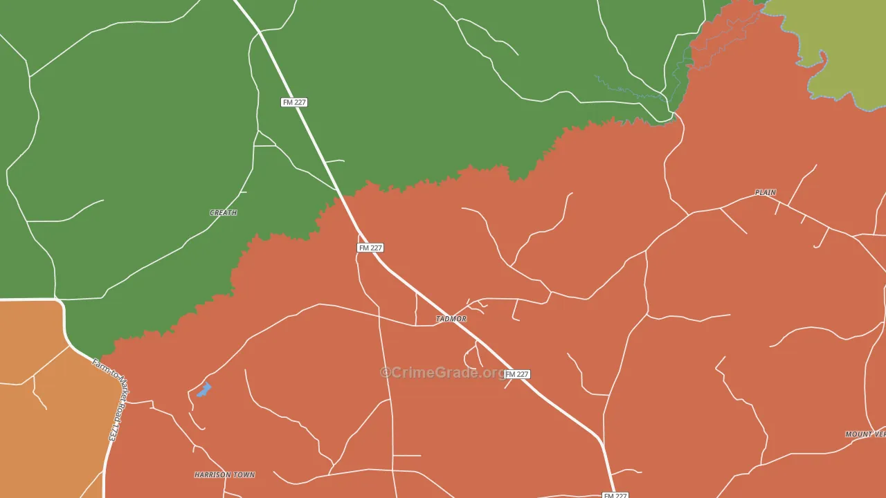 Tadmor, TX Map of Burglary Rates