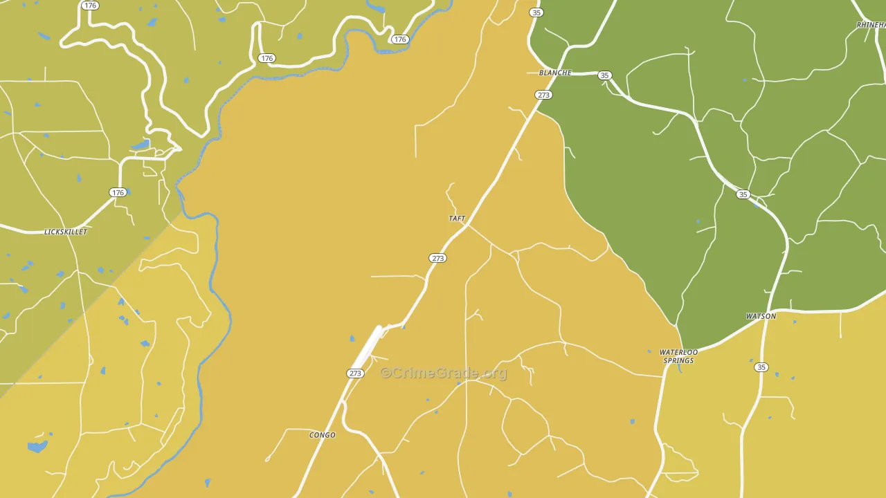 Taff, AL Map of Burglary Rates