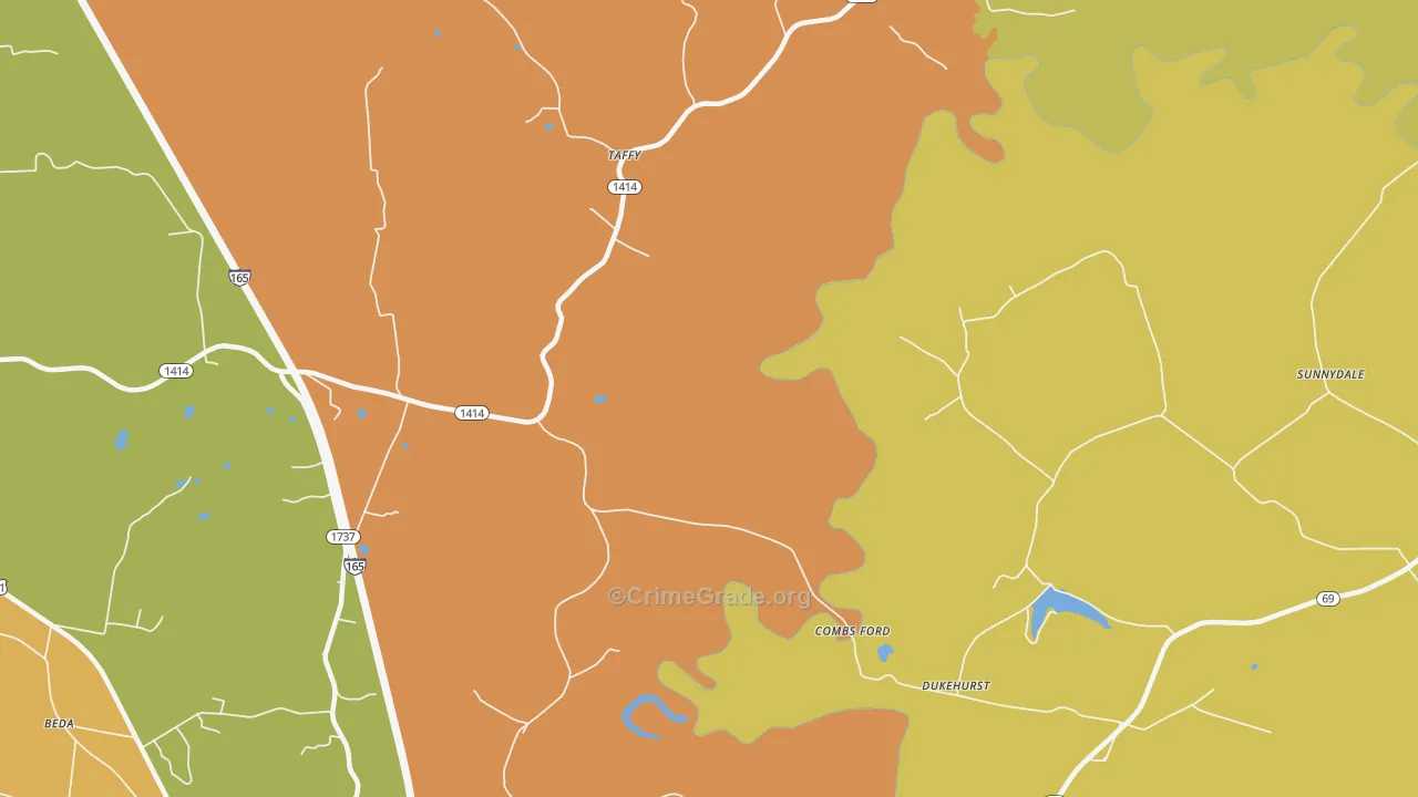 Taffy, KY Map of Burglary Rates