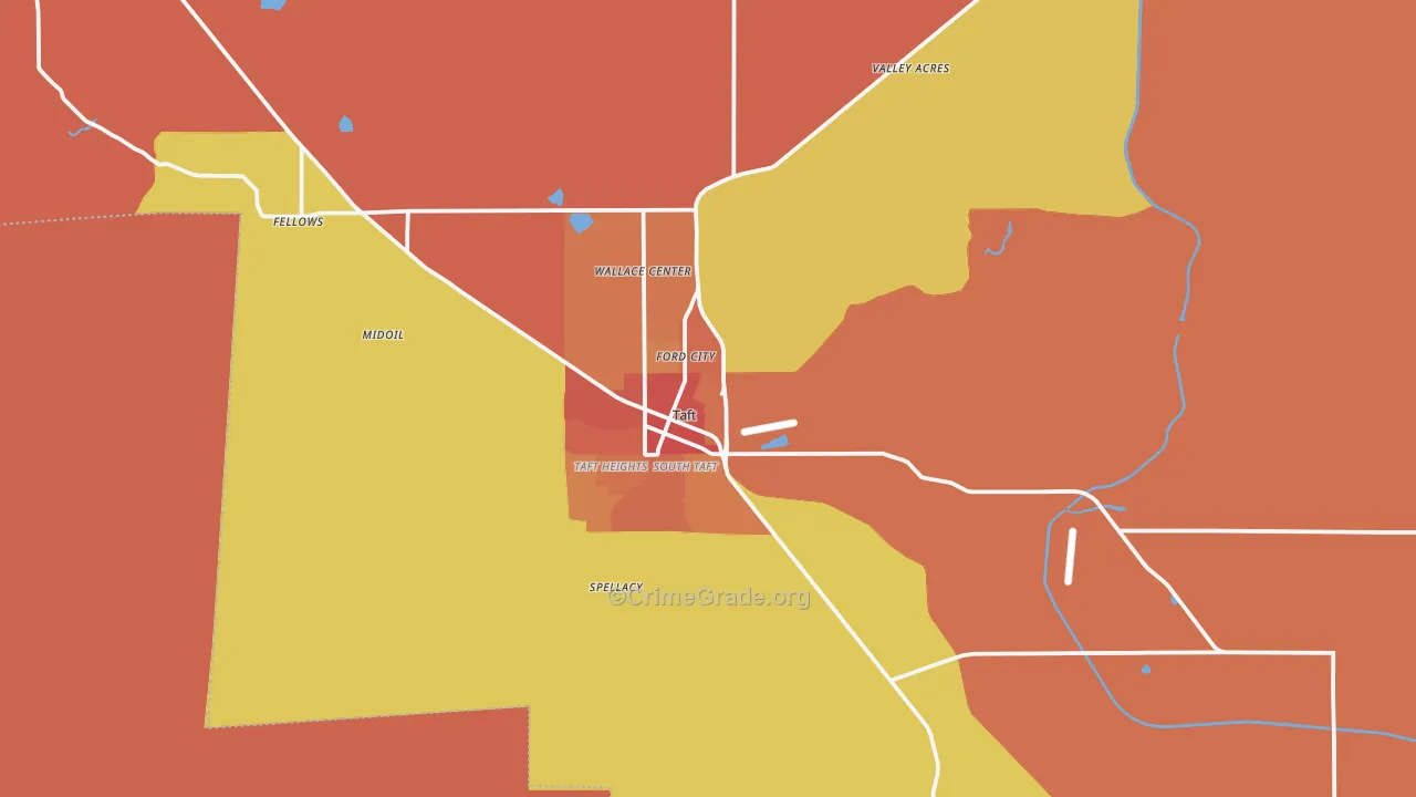 Taft, CA Map of Burglary Rates