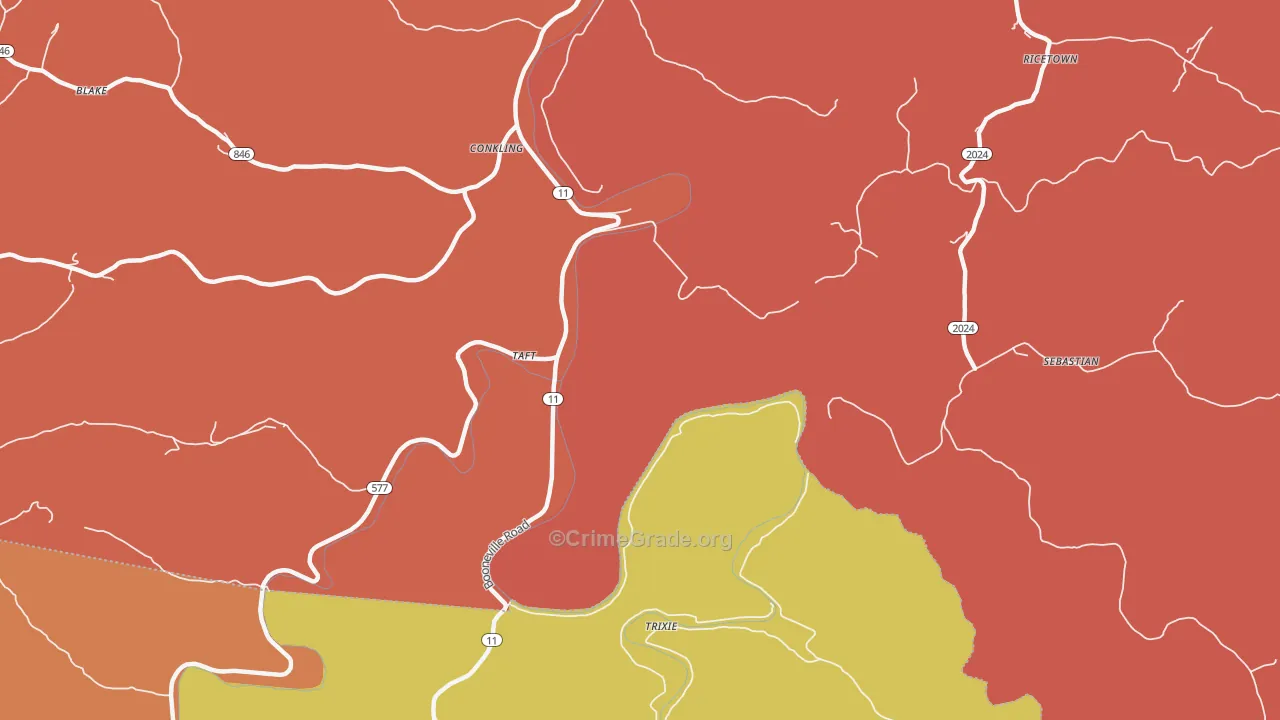 Taft, KY Map of Burglary Rates