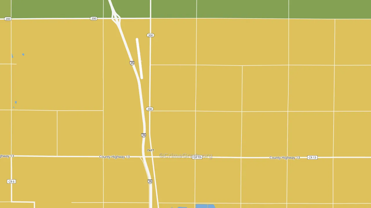 Taft, ND Map of Burglary Rates
