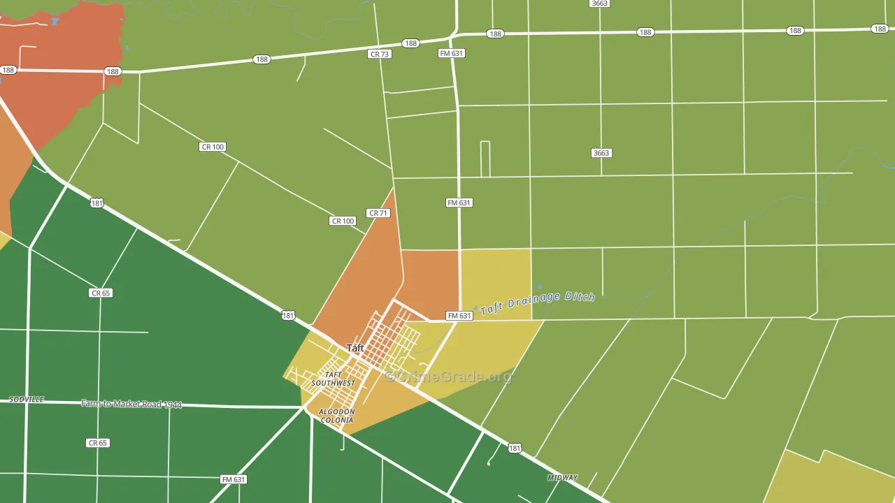 Taft Southwest, TX Map of Burglary Rates