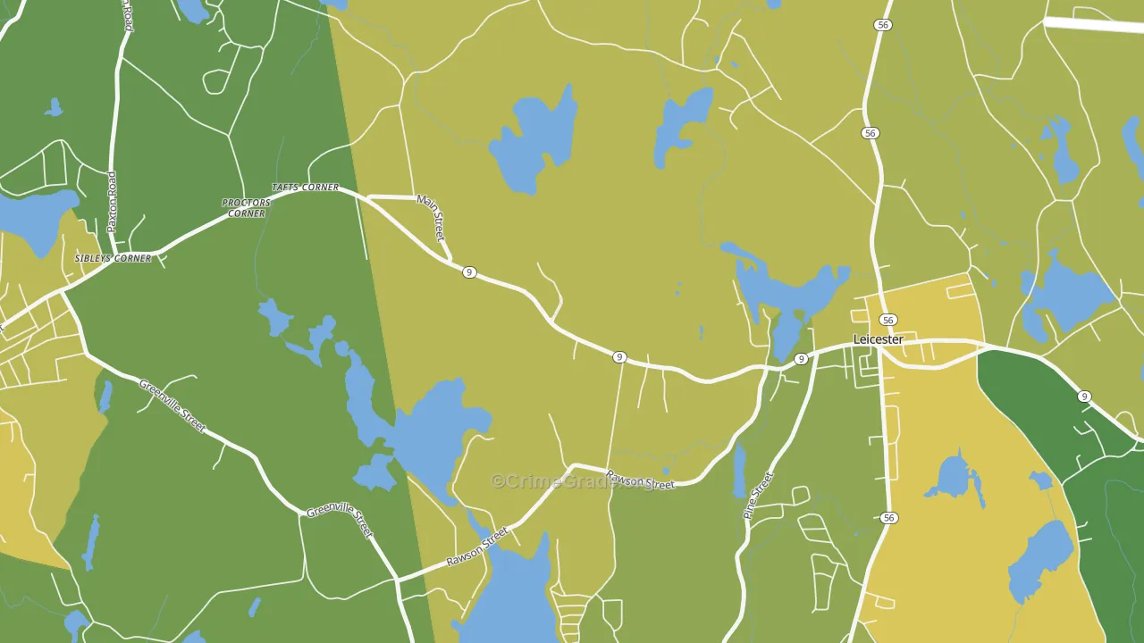Tafts Corner, MA Map of Burglary Rates