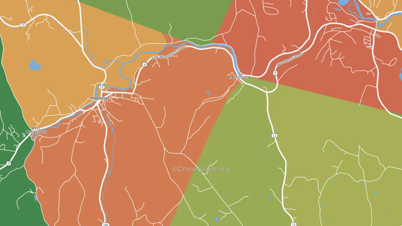 Taftsville, VT Map of Burglary Rates