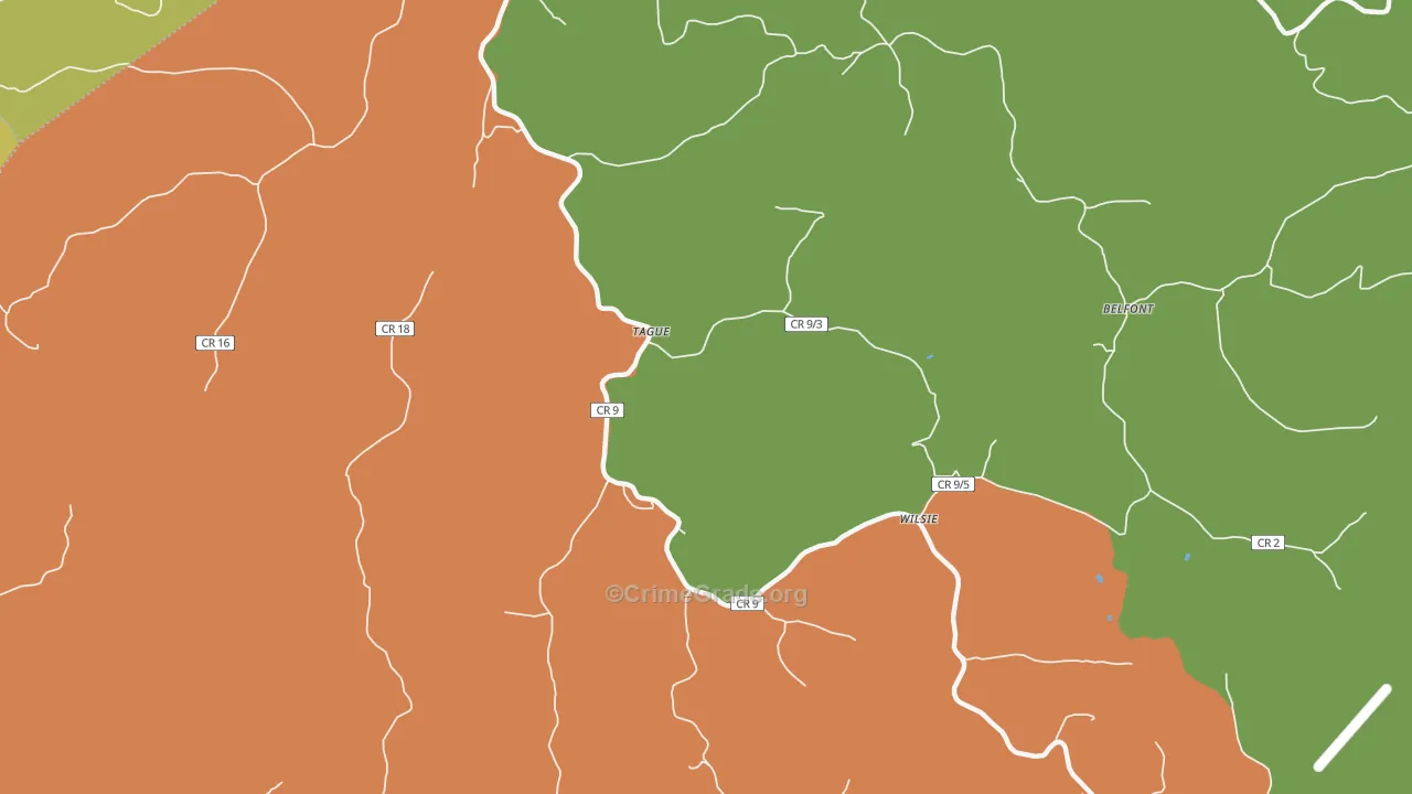 Tague, WV Map of Burglary Rates