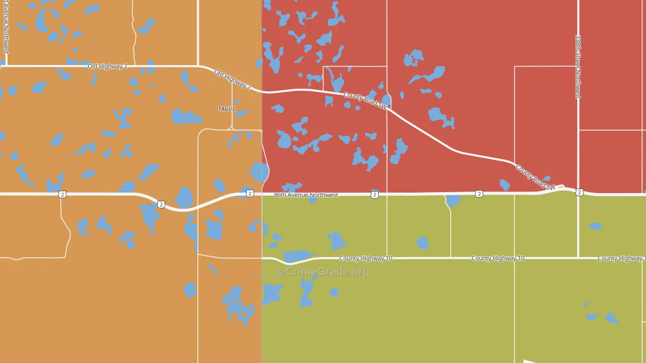 Tagus, ND Map of Burglary Rates