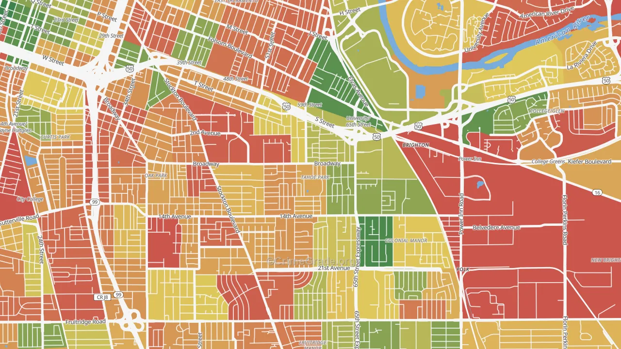 Tahoe Park, Sacramento, CA Map of Burglary Rates