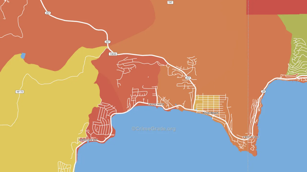 Tahoe Vista, CA Map of Burglary Rates