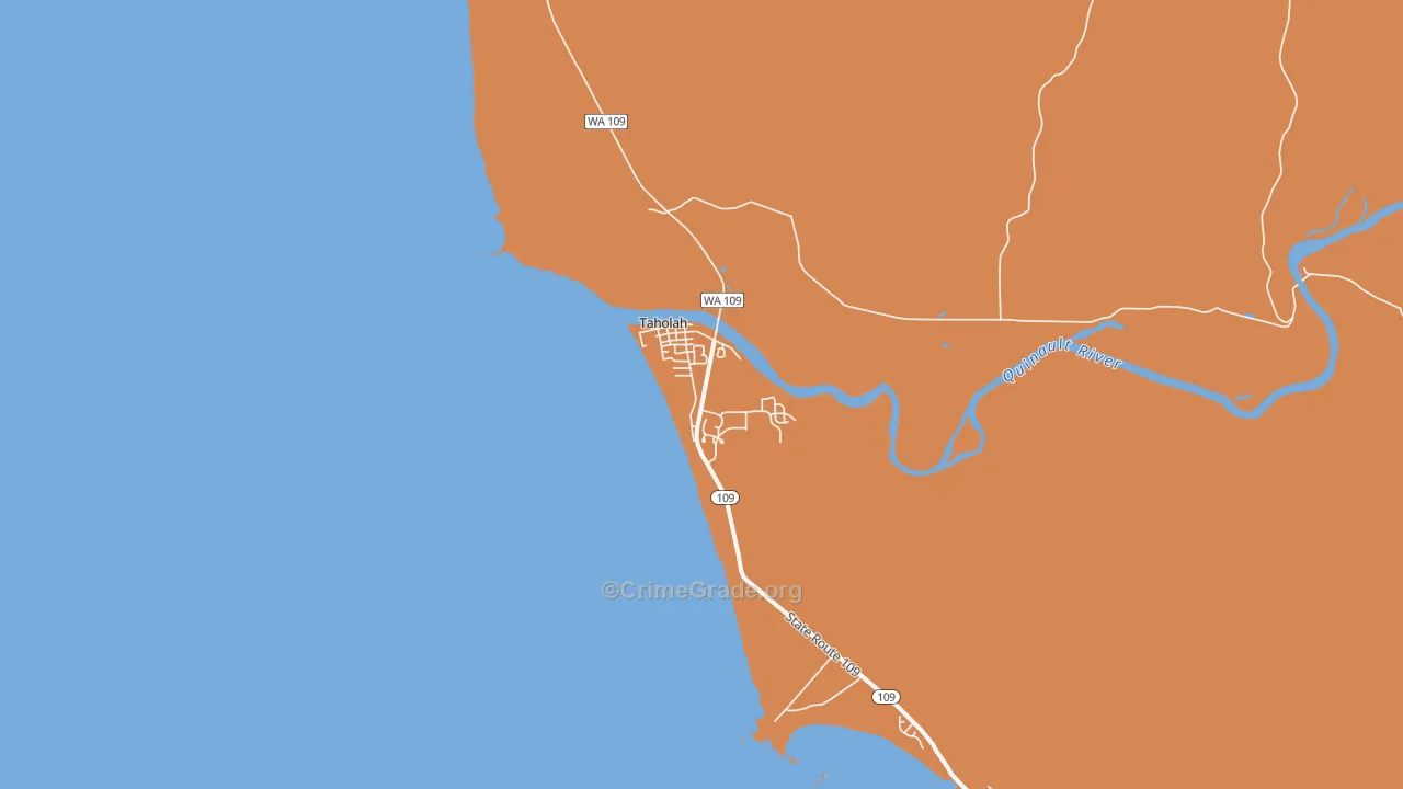 Taholah, WA Map of Burglary Rates