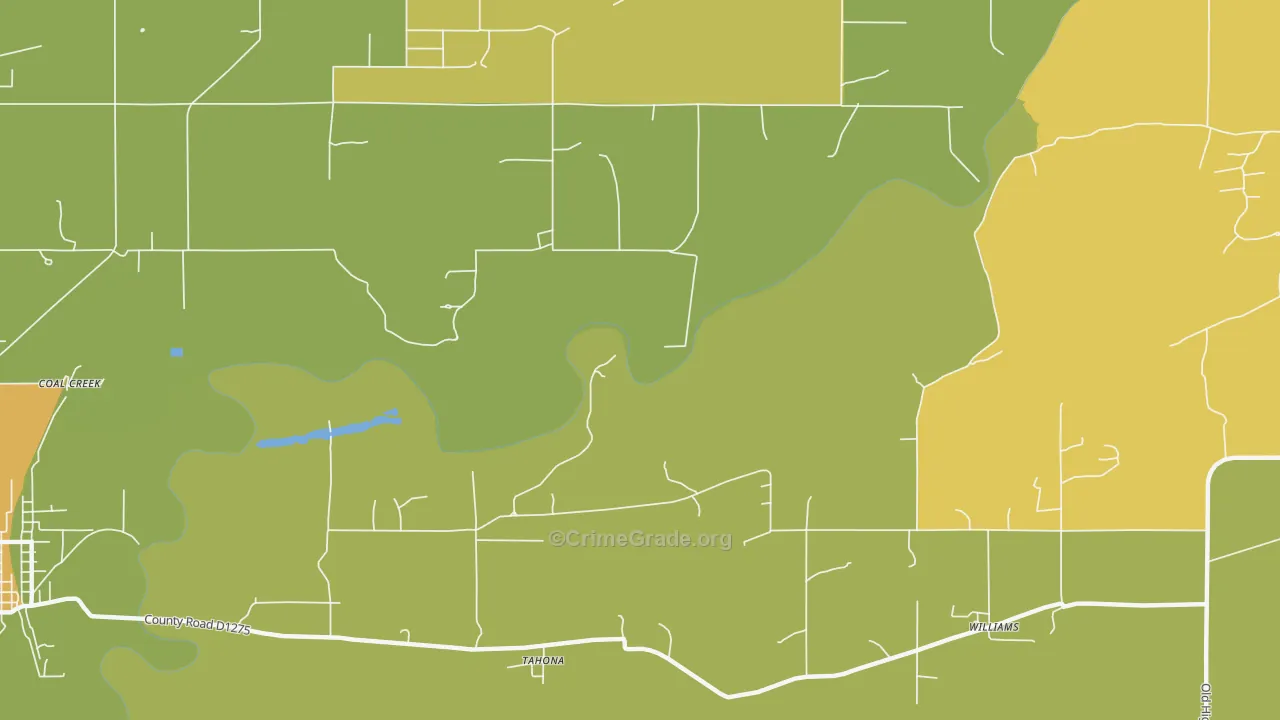 Tahona, OK Map of Burglary Rates