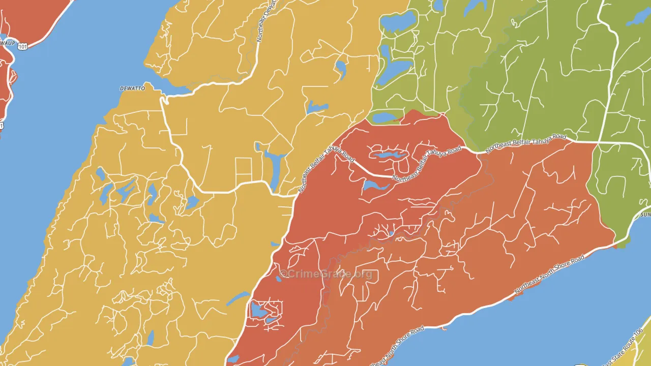 Tahuya, WA Map of Burglary Rates