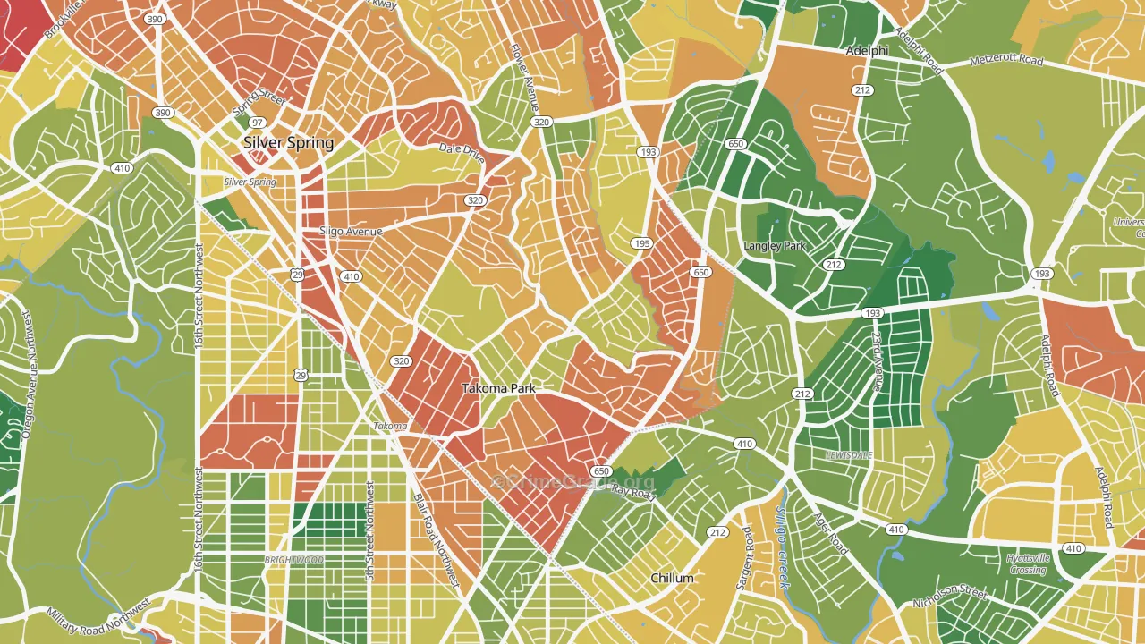 Takoma Park, MD Map of Burglary Rates