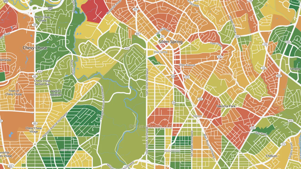 Takoma Park, Washington, DC Map of Burglary Rates