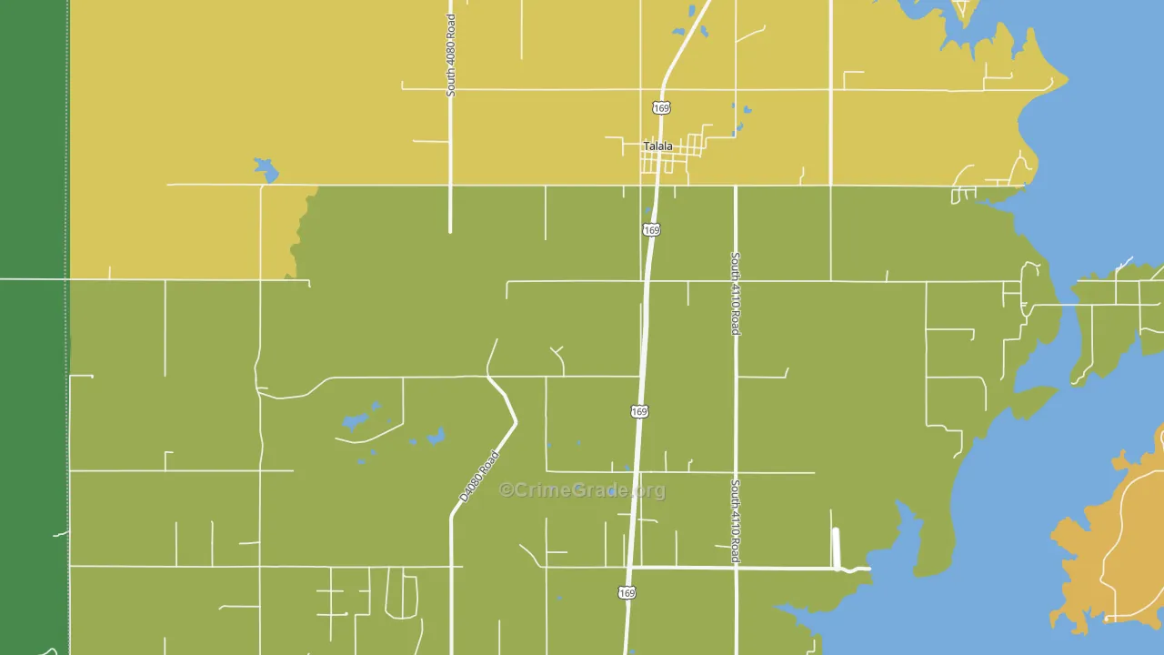 Talala, OK Map of Burglary Rates
